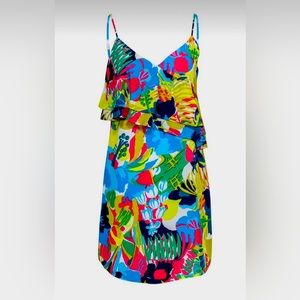 New With Tags! J.Crew - Multicolored
Printed Ruffle Dress Sz 14